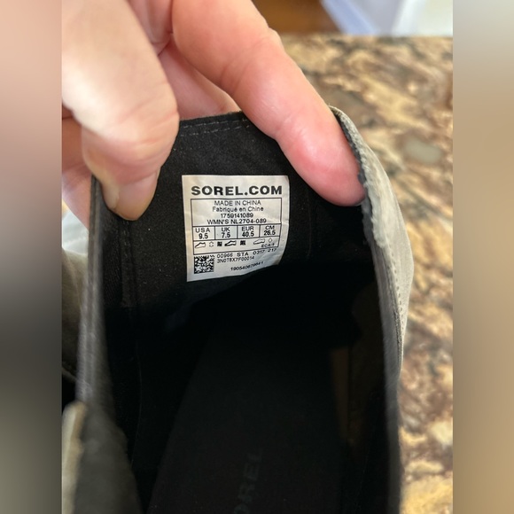 Womens Sorel Joan of Arctic Lea Gray Leather Chelsea Ankle Wedge Boots Size 9.5 - Picture 5 of 5